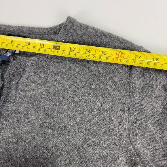 Gap Cardigan Sweater Women’s L Lambswool Blend Heather Gray Snap Beaded Cropped - Picture 11 of 15